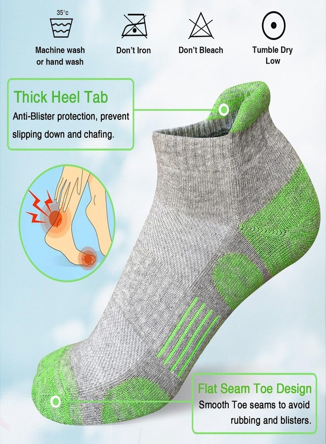 Heyoboy Womens Athletic Running Cotton Socks, Thick Cushioned Anti-blister Wicking Ankle Socks 5 Pairs - Image 2